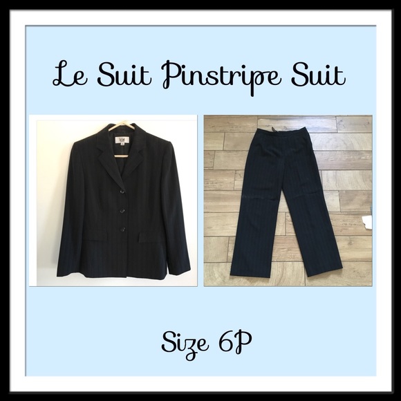 Le Suit Women’s Pants Black Pinstripe Suit Buttons - Picture 2 of 8